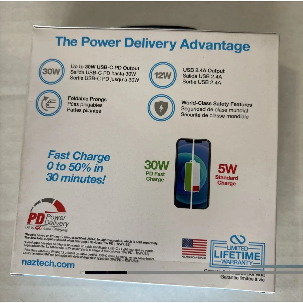 30W Power Delivery Dual-Output USB-C Fast Wall Charger